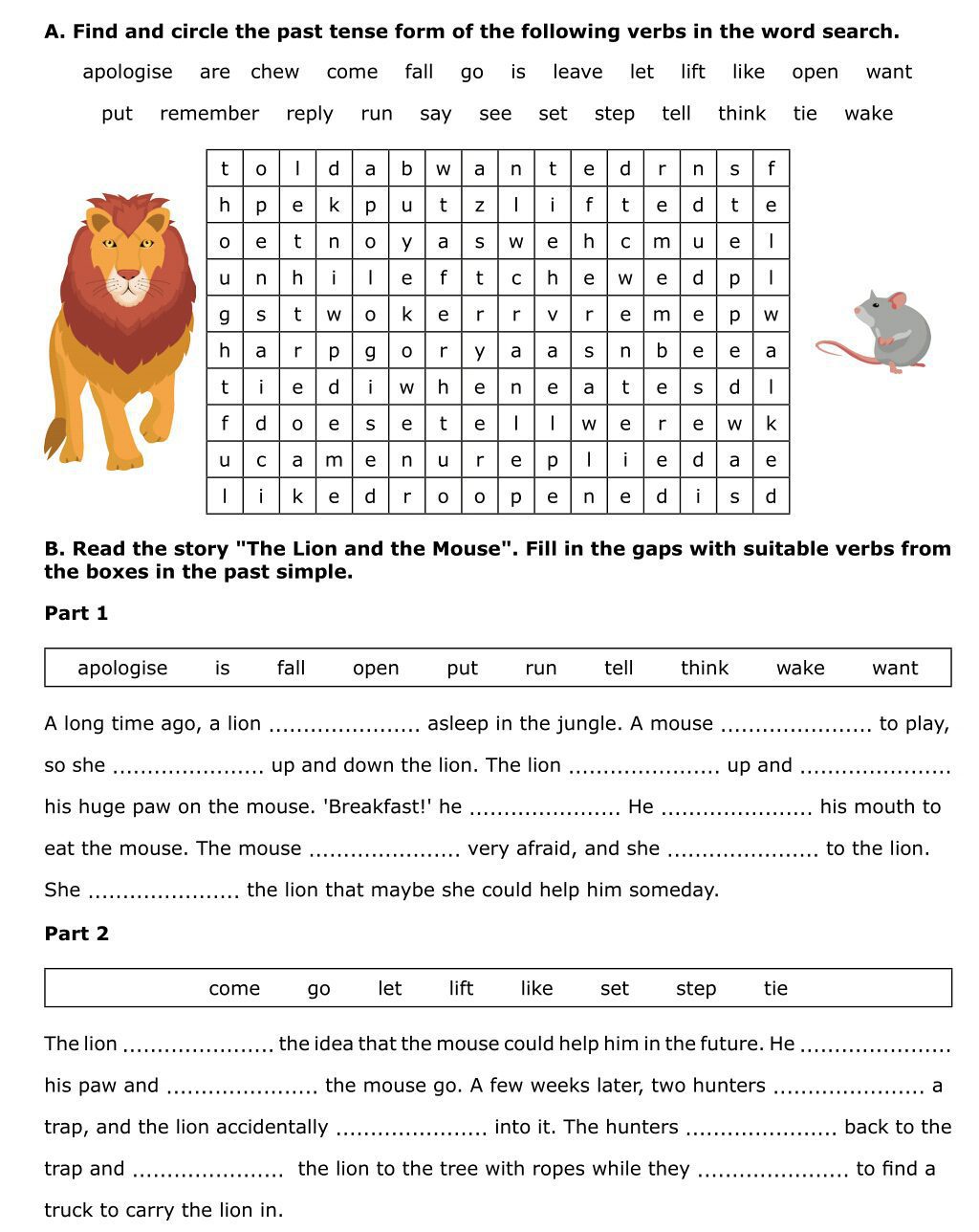 چند فعالیت و بازی برای تمرین زمان گذشته ساده در کلاس 6 کاربرگ زمان گذشته ساده